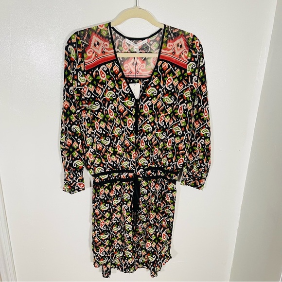 NWT Veronica Beard Venice Silk Mini Dress Pixel Paisley Boho Y2K Chic Retro - Picture 2 of 9